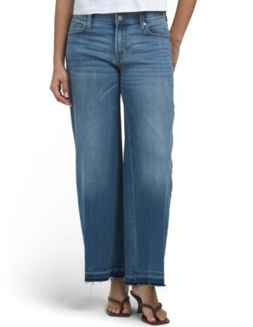 Lucky Brand 2025 Sweet Raw Hem Mid Rise Wide Leg Jeans Size 4 27 Inches